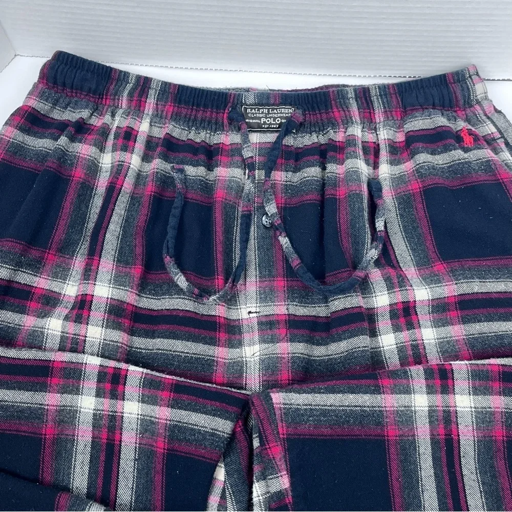 Polo Ralph Lauren 100% Cotton Plaid Drawstring Lounge Pants Size L; Sleepwear